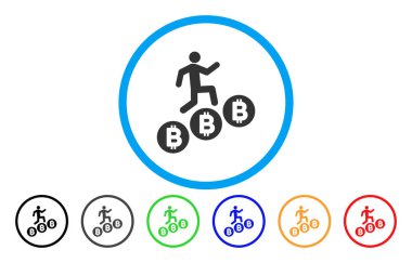 Kişi tırmanma Bitcoins düz simgesi