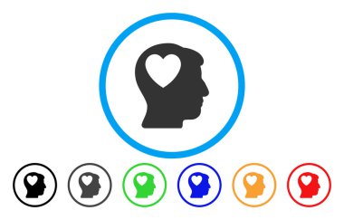 Aşk kalp düşün yuvarlak simgesi