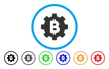 Bitcoin Cog Wheel düz simgesi