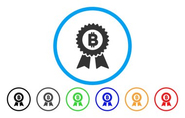 Şeritler düz simgesi olan Bitcoin mühür