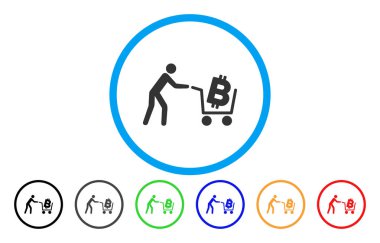 Bitcoin alışveriş sepeti düz simgesi