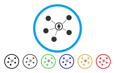 Ethereum ağ bağlantıları düz simgesi