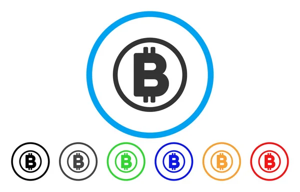 Bitcoin arrondi icône plate — Image vectorielle