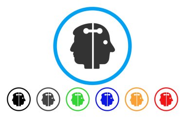 Çift kafa bağlantı yuvarlak simgesi