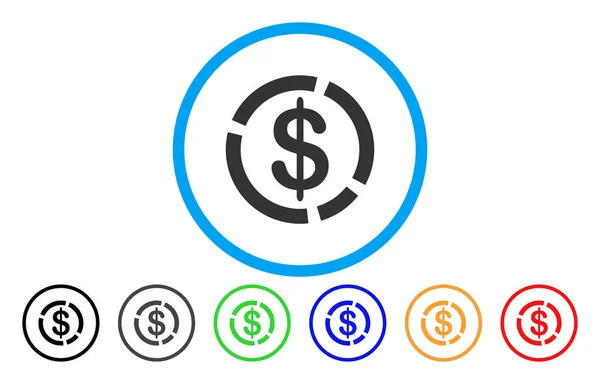 Diagrama do dólar Ícone arredondado — Vetor de Stock