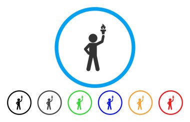 Simge çocuk özgürlük meşale ile yuvarlak