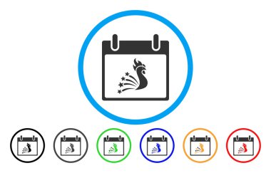 Festival horoz takvim günü simgesi yuvarlak