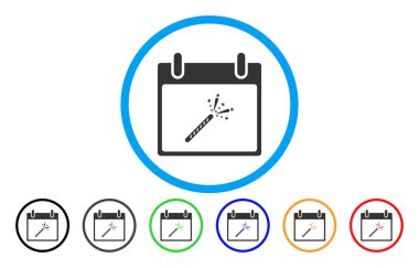 Maytap fişek takvim günü simgesi yuvarlak