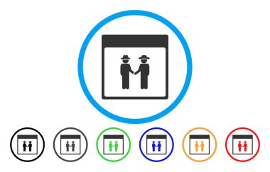 Erkekler el sıkışma takvim sayfası simgesini yuvarlak