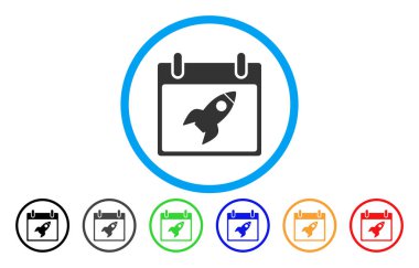 Roket takvim günü simgesi yuvarlak