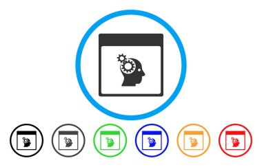 Beyin tekerlekler takvim sayfası simgesini yuvarlak