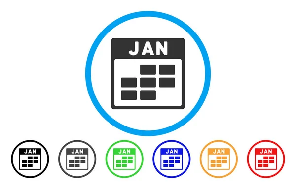 Januari agendaraster afgerond pictogram — Stockvector