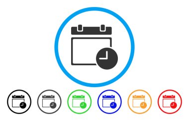 Takvim sayfası ve saat yuvarlak simge