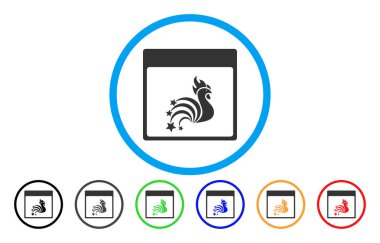 Horoz havai fişek takvim sayfası simgesini yuvarlak