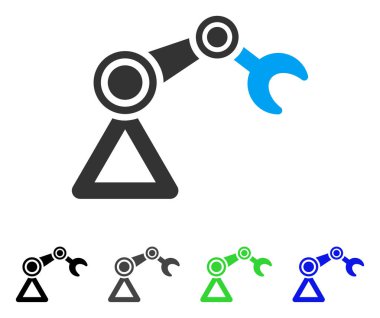 Robotik manipülatör düz simgesi