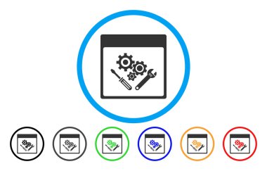 Dişli araçları takvim sayfası simgesini yuvarlak