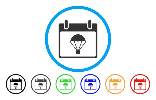 Día del calendario de paracaídas Icono redondeado — Vector de stock