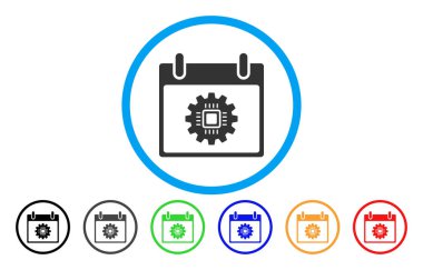 Çip dişli takvim günü simgesi yuvarlak