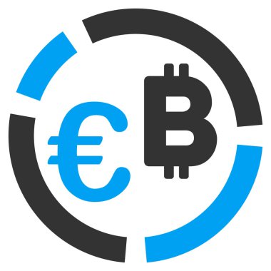 Euro Bitcoin diyagramı düz simgesi