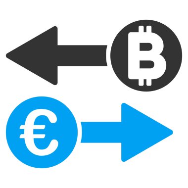 Euro Bitcoin Exchange düz simgesi