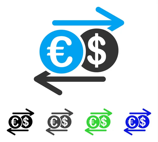 Dollar Euro Exchange platte pictogram — Stockvector