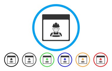 İşçi takvim sayfası simgesini yuvarlak