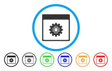 Çip dişli takvim sayfası simgesini yuvarlak