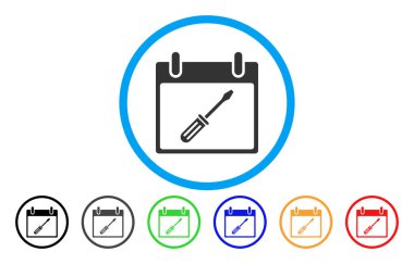 Tornavida ayarlama takvim günü simgesi yuvarlak