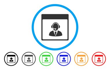 Resepsiyon operatör takvim sayfası simgesini yuvarlak