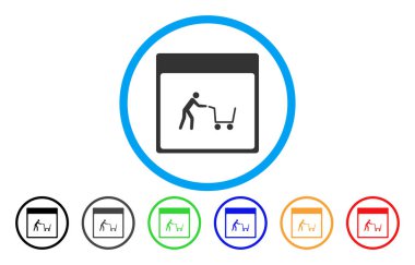 Alışveriş sepeti takvim sayfası simgesini yuvarlak