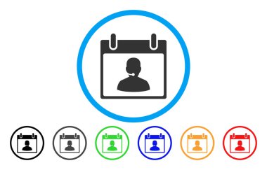Çağrı merkezi Yöneticisi takvim günü simgesi yuvarlak