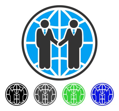 Küresel ortaklık düz simgesi