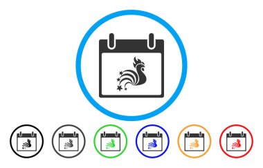 Horoz havai fişek takvim günü simgesi yuvarlak