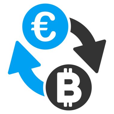 Euro Bitcoin Exchange düz simgesi paralar