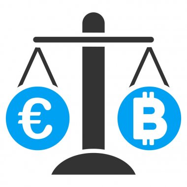 Euro Bitcoin denge ağırlığı düz simgesi