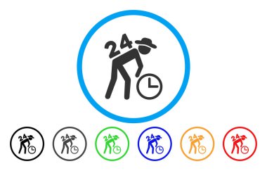 Aralıksız çalışma beyefendi yuvarlak simge