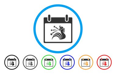 Horoz takvim gün yuvarlak simge ışıltı