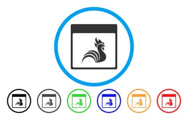 Horoz takvim sayfası simgesini yuvarlak