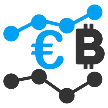 Euro Bitcoin grafikler düz simgesi