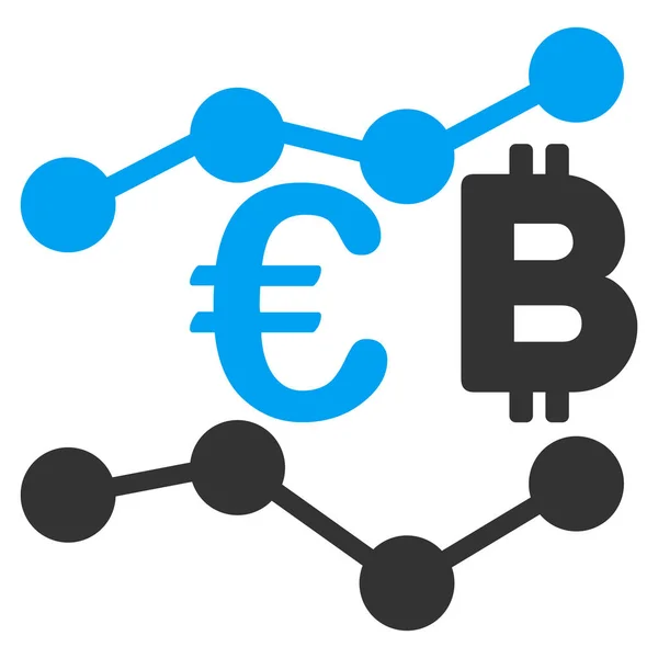 Euro Bitcoin Graphiques Icône plate — Image vectorielle