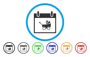 Bebek arabası takvim günü simgesi yuvarlak