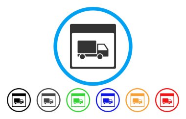 Sevk irsaliyesi kamyon takvim sayfası simgesini yuvarlak