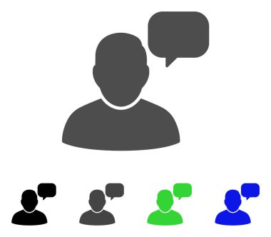 Kullanıcı ileti bulut düz simgesi