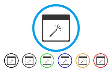 Maytap fişek takvim sayfası simgesini yuvarlak