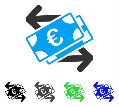 Euro banknot ödemeler düz simgesi