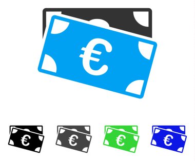 Euro banknot düz simgesi