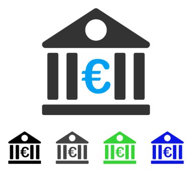 Euro banka düz simgesi