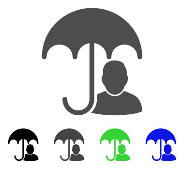 Kullanıcı güvenliği şemsiye düz simgesi