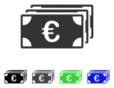 Euro banknot düz simgesi