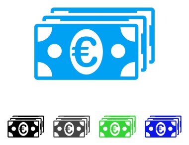 Euro banknot düz simgesi